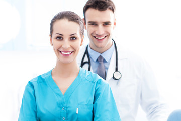 Female nurse and male doctor
