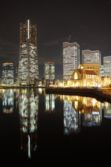 Naklejka premium Yokohama skyline night view