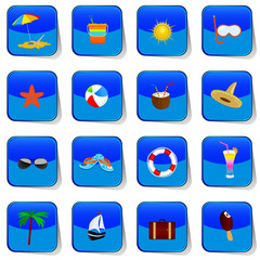 beach icon color vector