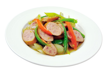 Fried sausage with chilli