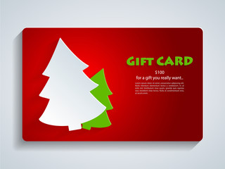 Fototapeta na wymiar Christmas Gift Card with Christmas Tree