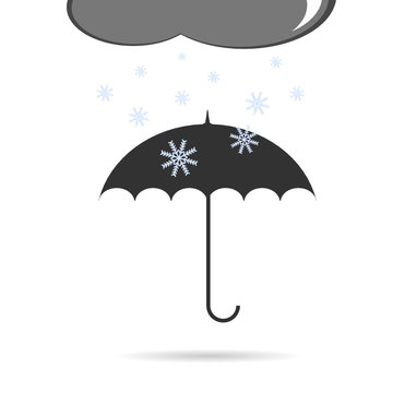 umbrella with snow vector illustration
