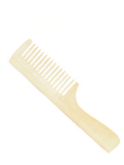 Wooden comb on a white background