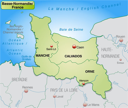 Karte von Basse-Normandie mit Grenzen