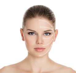 Rejuvenation treatment on beautiful woman face, isolated - 59444497