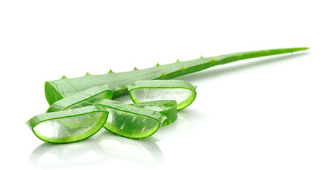 aloe vera fresh leaf. isolated over white © sommai