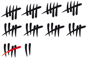 Count down. Wie lange noch? Tage zählen - Vorfreude. Strichliste führen - Zählung Striche, Zeitfenster, Planung, Abstimmung, Zählen von Stücken, Vektor, isoliert