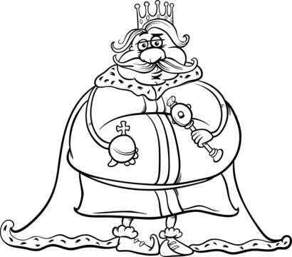 Fat King Cartoon Coloring Page