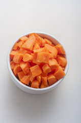cut carrot on white