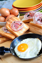 fired egg with bacon