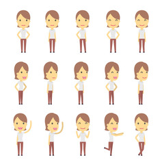 urban character set in different poses. simple flat design.