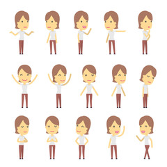 urban character set in different poses. simple flat design.