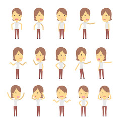 urban character set in different poses. simple flat design.