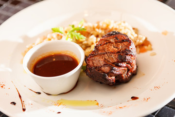 steak with sauce