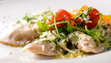 delicious dumplings boiled in fresh lettuce leaves