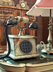 vintage telephone on the table