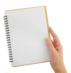 An open blank notebook with spiral