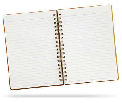 An open blank notebook with spiral isolated on white