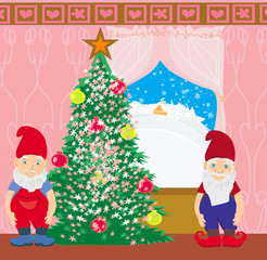 gnomes and Christmas tree