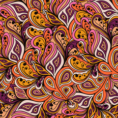 Seamless abstract hand-drawn waves pattern, wavy background