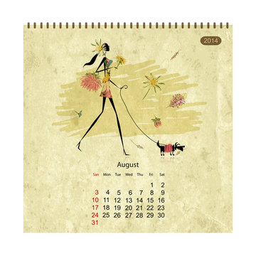 Girls retro calendar 2014 for your design