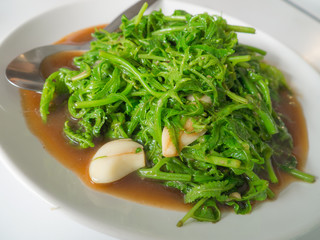 Fried vegetable in oyster sauce. ( vegetable fern )