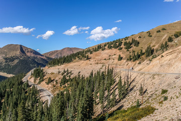 Winding road on the Loveland Pass in Colorado