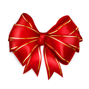 Red bow with golden strips