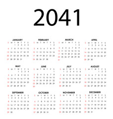 Calendar 2041