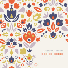 Vector ornamental folk tulips corner frame pattern background