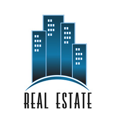 Blue Real Estate Buildings Icon Vector