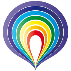 Tropfen in Chakra Farben, Logo für Achtsamkeit und Heilung, innere Ruhe und Zufriedenheit, Ausgleich und Stärke, Selbstbewusstsein