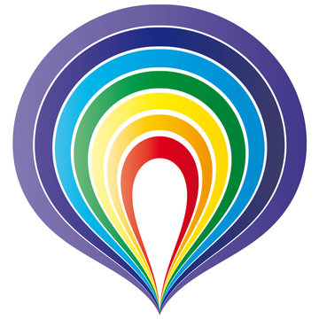 Tropfen in Chakra Farben, Logo f&uuml;r Achtsamkeit und Heilung, innere Ruhe und Zufriedenheit, Ausgleich und St&auml;rke, Selbstbewusstsein