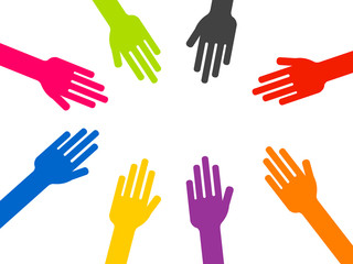 mains de couleurs différentes