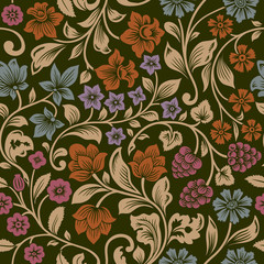 Fototapeta premium Vector seamless vintage floral pattern.