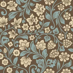 Wall murals Brown Vector seamless vintage floral pattern