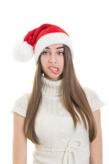 Santa girl making funny facial expression