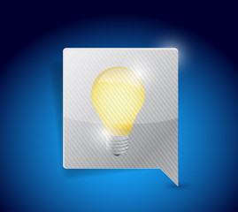 business idea light bulb on a message bubble.