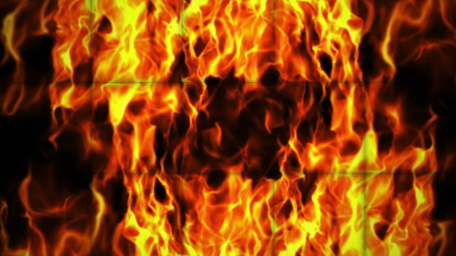 Flames in Cubes, with Green Screen, Loop