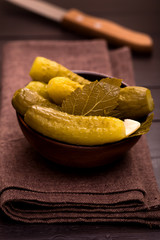 Bowl of pickled cucumbers