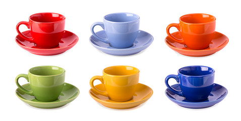 Multicolored cups isolated