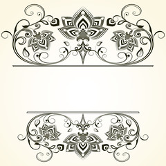 Floral vintage vector design elements with copy space.