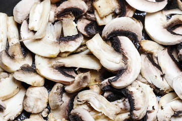 Sliced agaricus mushroom texture