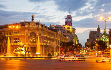 Plaza de Cibeles in summer evening. Madrid