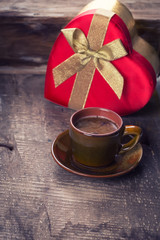 Cup of coffee and present