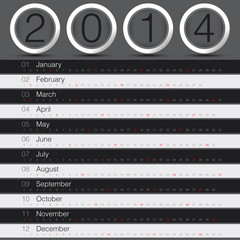 2014 year calendar minimal black theme