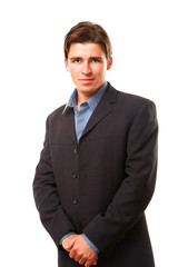 Young businessman isolated against white background