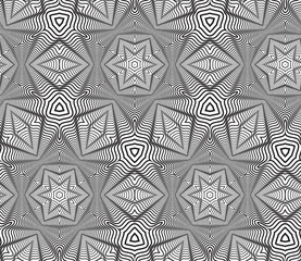 Black and White Op Art Design, Vector Seamless Pattern Backgroun