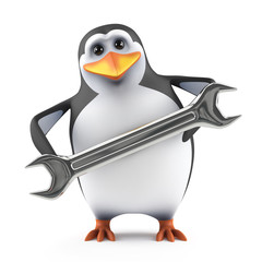 Cute penguin with a spanner