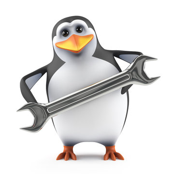 Cute penguin with a spanner